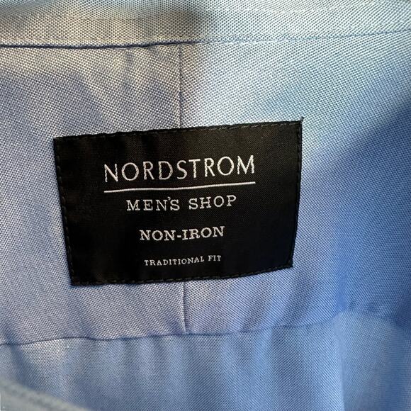 Nordstrom Blue Cotton Traditional Fit Button Down Shirt - Picture 6 of 11
